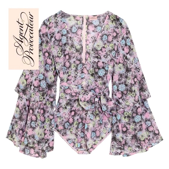 Agent Provocateur Tops - Agent Provocateur - Silk Floral “Marylou” Bodysuit -  Size 6